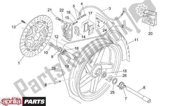 Alle Teile für das Vorderrad des Aprilia RS 340 125 1999 - 2005