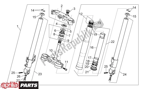 All parts for the Voorwielvork of the Aprilia RS 340 125 1999 - 2005
