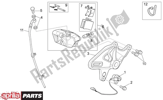 Alle onderdelen voor de Achterwielremklauw van de Aprilia RS 21 125 2006