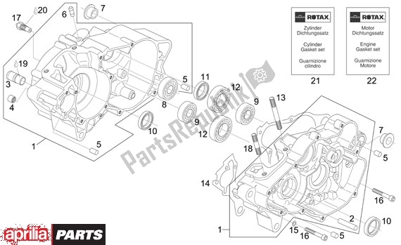 Alle Teile für das Kurbelgehäuse des Aprilia RS 21 125 2006