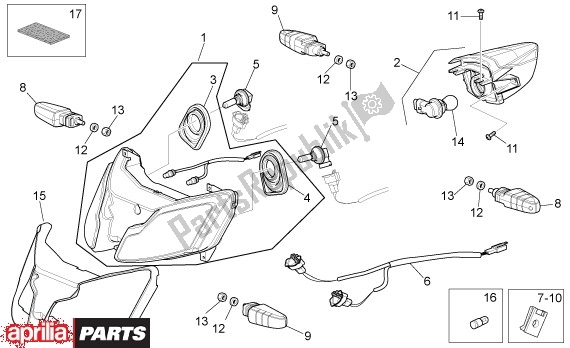 Alle onderdelen voor de Koplamp Achterlicht van de Aprilia RS 21 125 2006