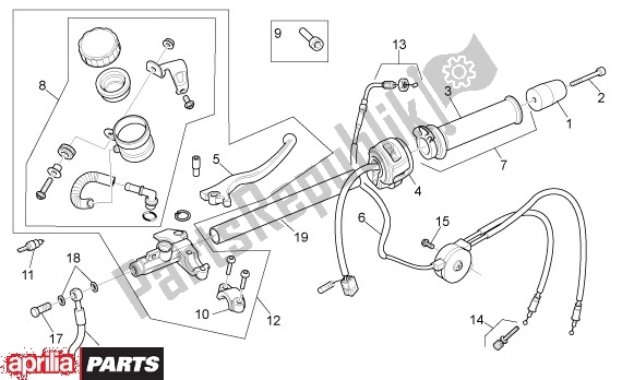 Alle onderdelen voor de Schakelingen Rechts van de Aprilia RS 21 125 2006