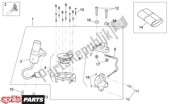 Alle onderdelen voor de Slotset van de Aprilia RS 21 125 2006