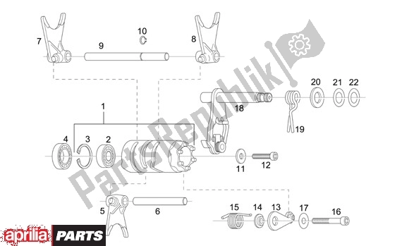 Todas as partes de Transmissie Schakeling do Aprilia RS 21 125 2006