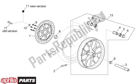 All parts for the Front Wheel of the Aprilia RS 21 125 2006