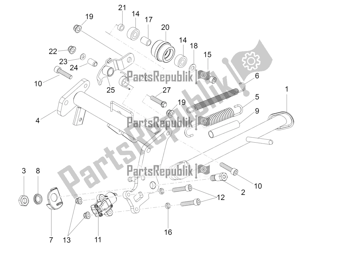 All parts for the Central Stand of the Aprilia RS 125 4T ABS 2018