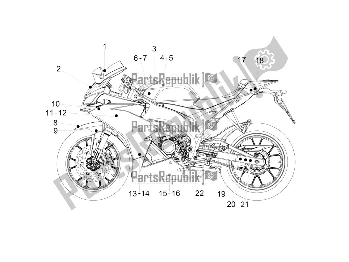 Todas as partes de Decalque do Aprilia RS 125 4T ABS 2018