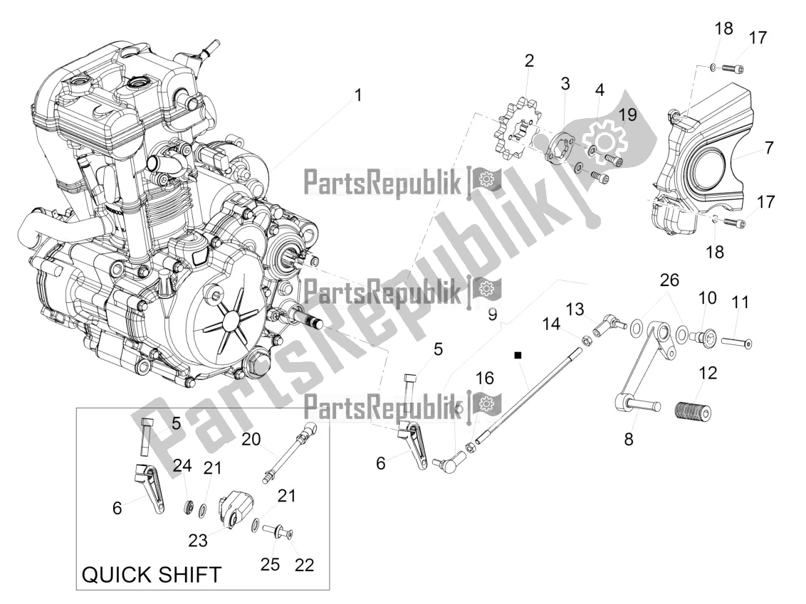All parts for the Engine-completing Part-lever of the Aprilia RS 125 4T ABS 2018