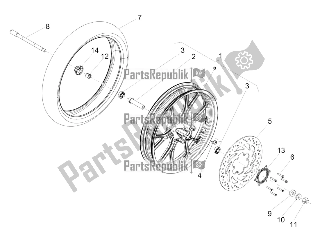 All parts for the Front Wheel of the Aprilia RS 125 4T ABS 2018