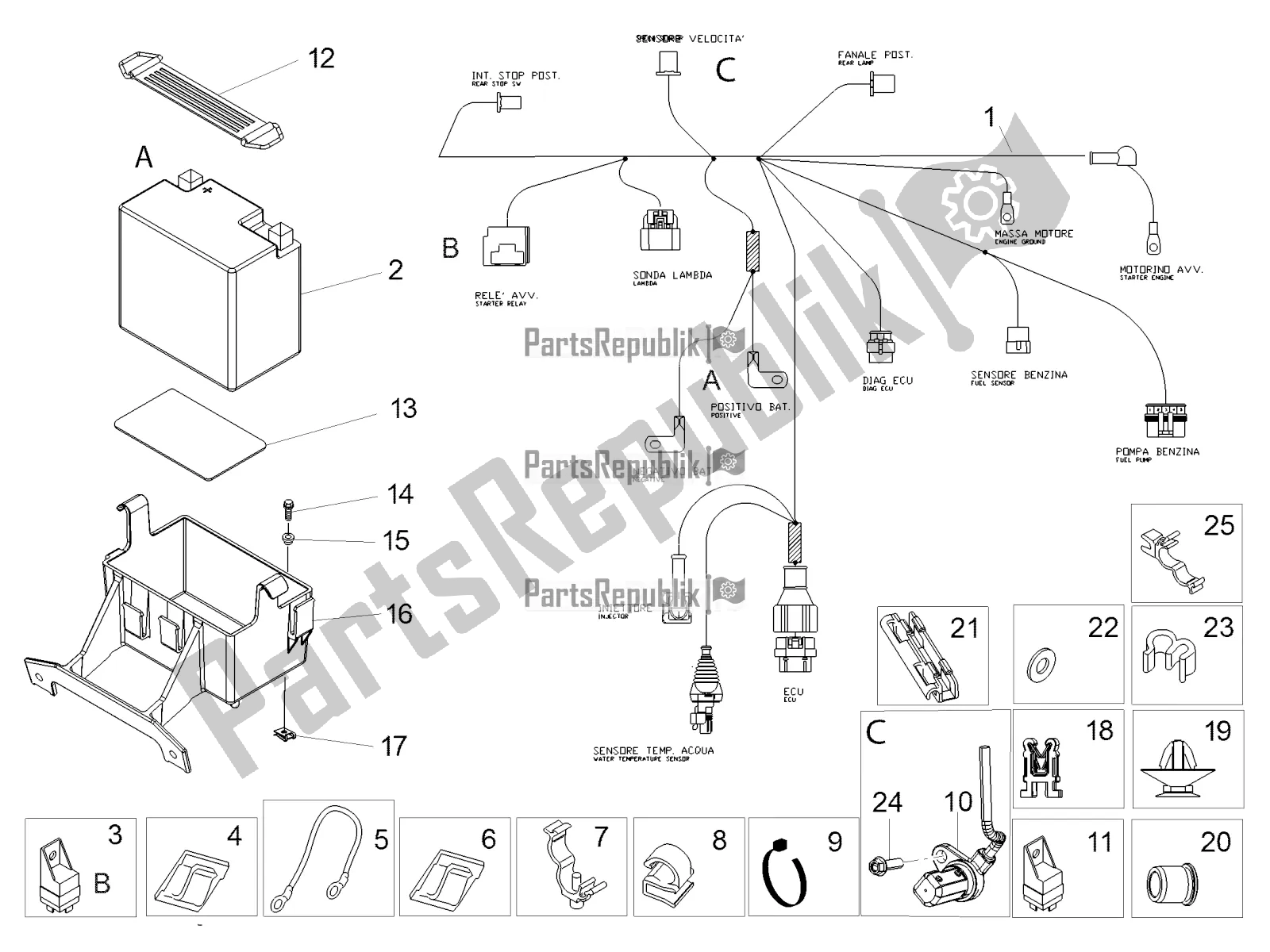 All parts for the Rear Electrical System of the Aprilia RS 125 4T ABS 2018