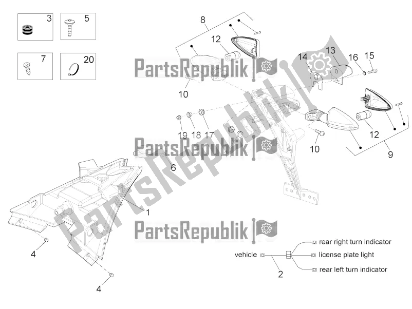 All parts for the Rear Lights of the Aprilia RS 125 4T ABS 2018