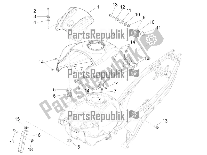 All parts for the Tank Cover of the Aprilia RS 125 4T ABS 2018