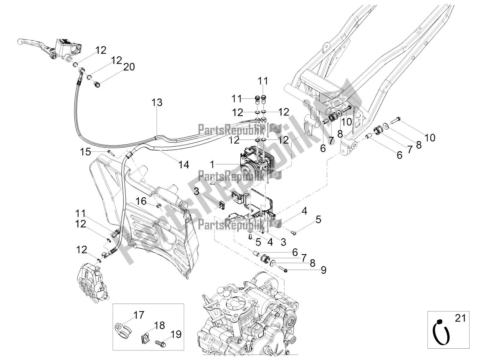 All parts for the Abs Brake System of the Aprilia RS 125 4T ABS 2019