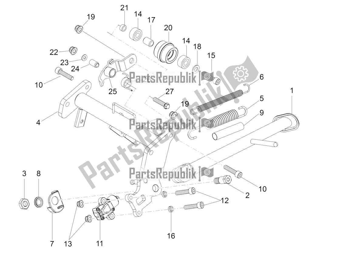 Todas as partes de Suporte Central do Aprilia RS 125 4T ABS 2019