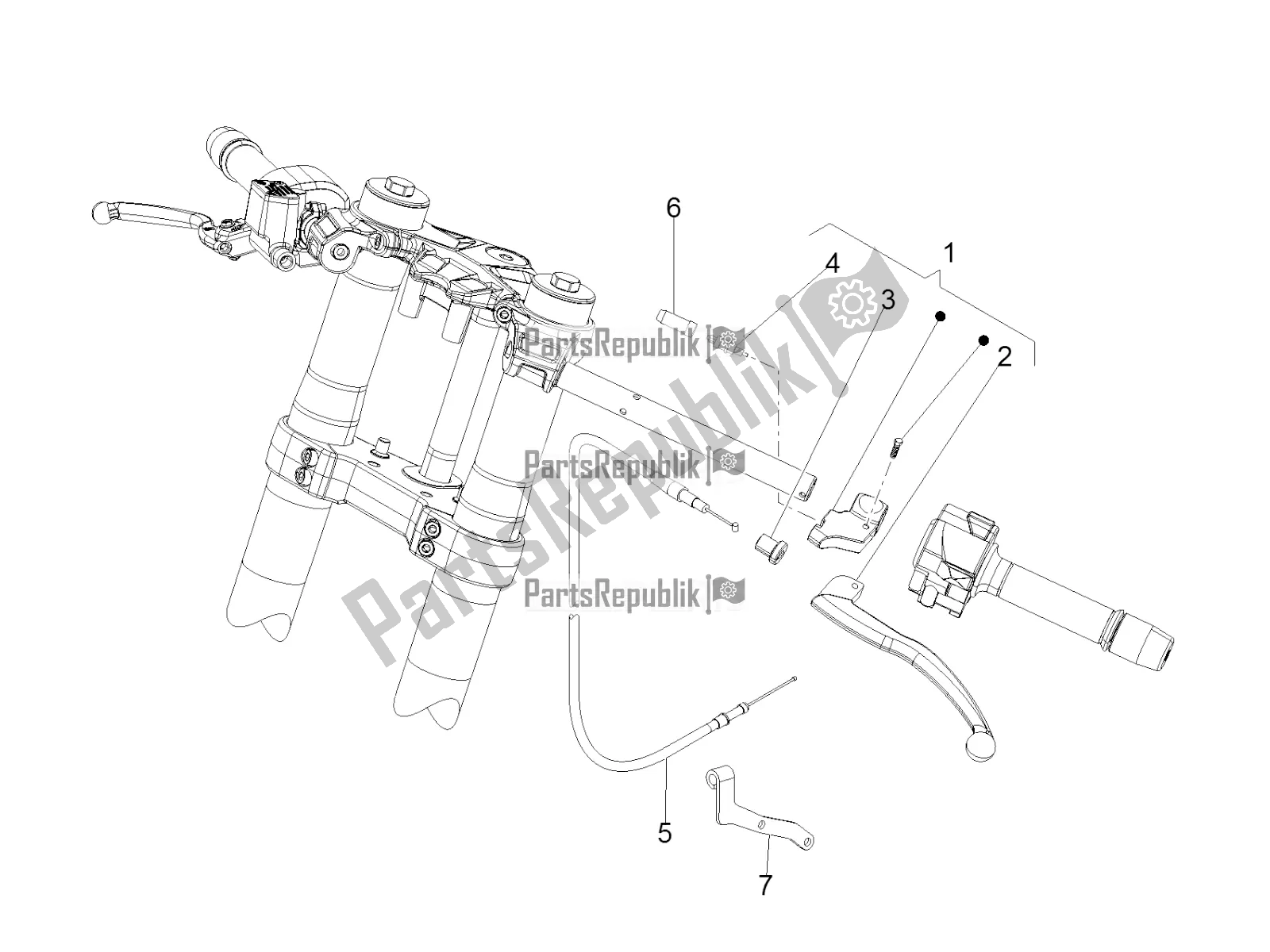 Wszystkie części do Sterowanie Sprz? G? Em Aprilia RS 125 4T ABS 2019