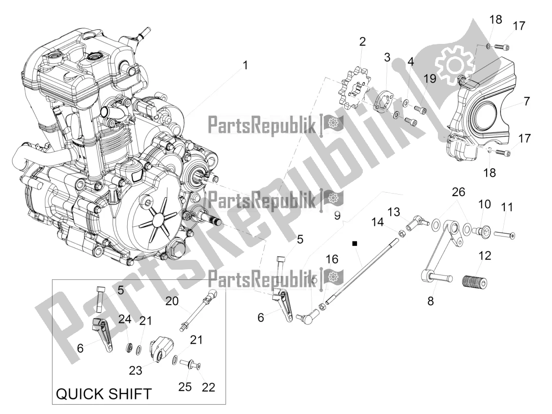 All parts for the Engine-completing Part-lever of the Aprilia RS 125 4T ABS 2019