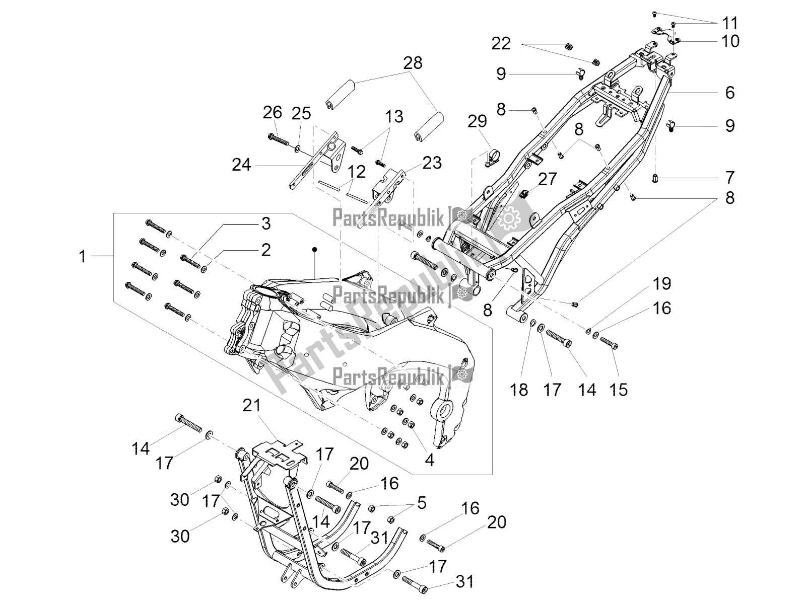 All parts for the Frame of the Aprilia RS 125 4T ABS 2019