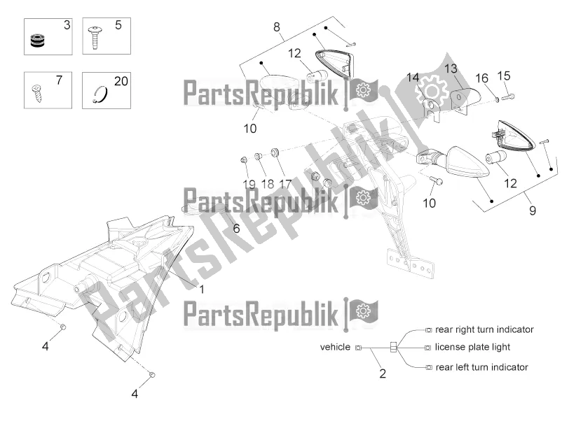 All parts for the Rear Lights of the Aprilia RS 125 4T ABS 2019