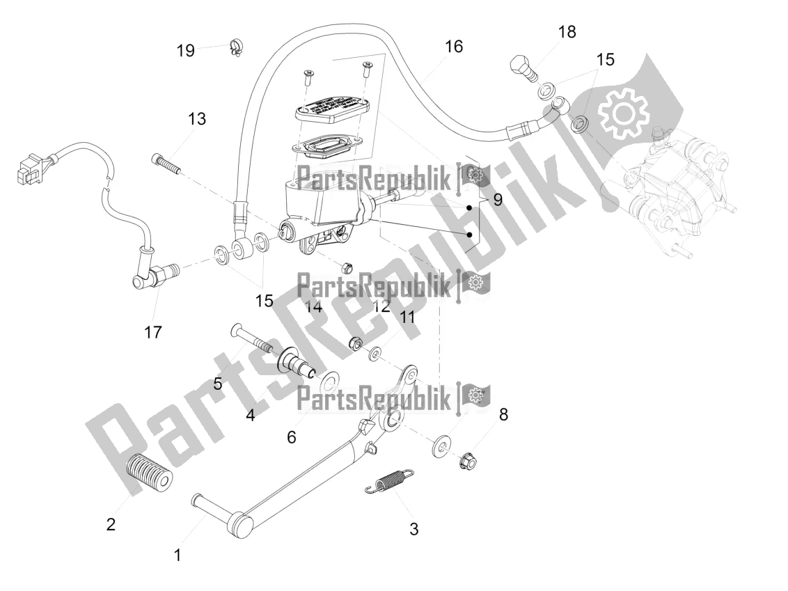 Todas as partes de Cilindro Mestre Traseiro do Aprilia RS 125 4T ABS 2019