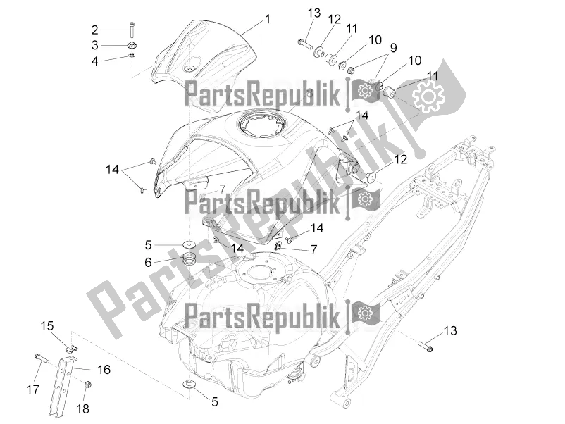 Todas as partes de Tampa Do Tanque do Aprilia RS 125 4T ABS 2019