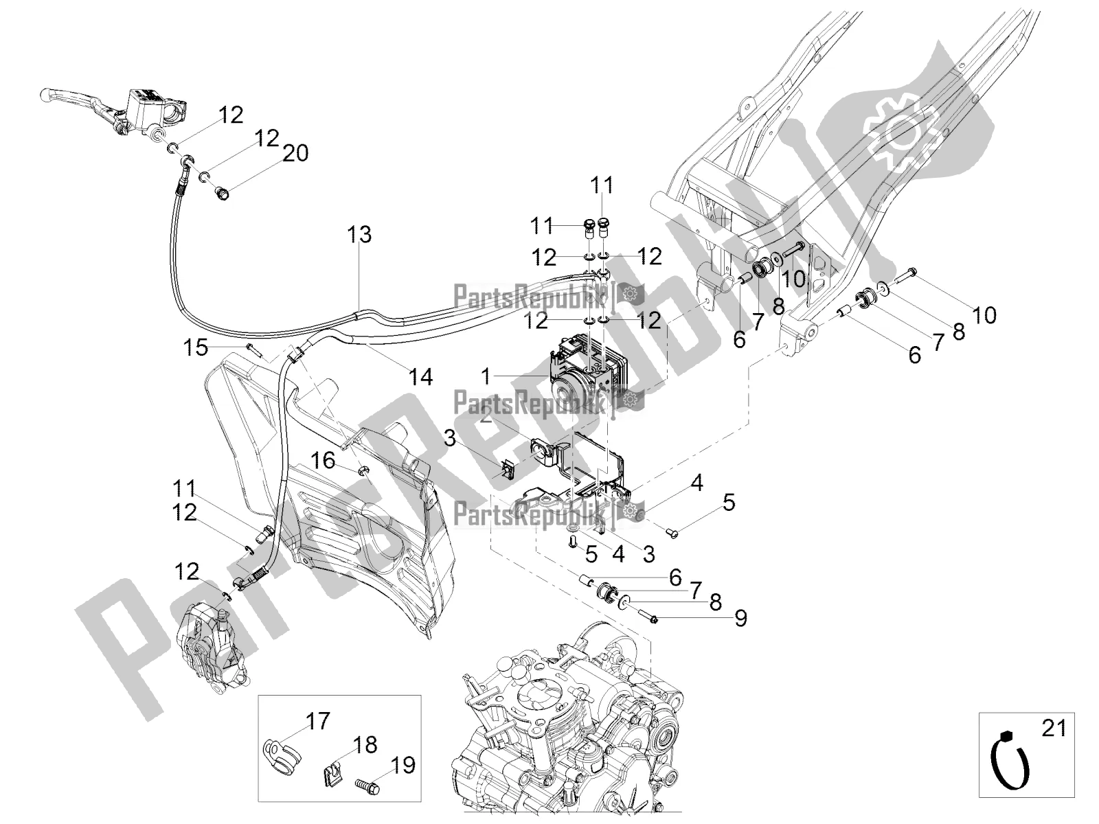 Tutte le parti per il Sistema Frenante Abs del Aprilia RS 125 4T ABS 2020