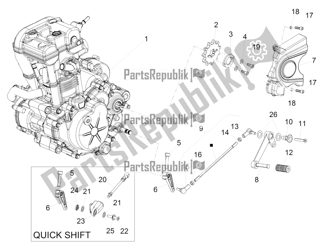 Todas as partes de Alavanca Parcial De Completação Do Motor do Aprilia RS 125 4T ABS 2020