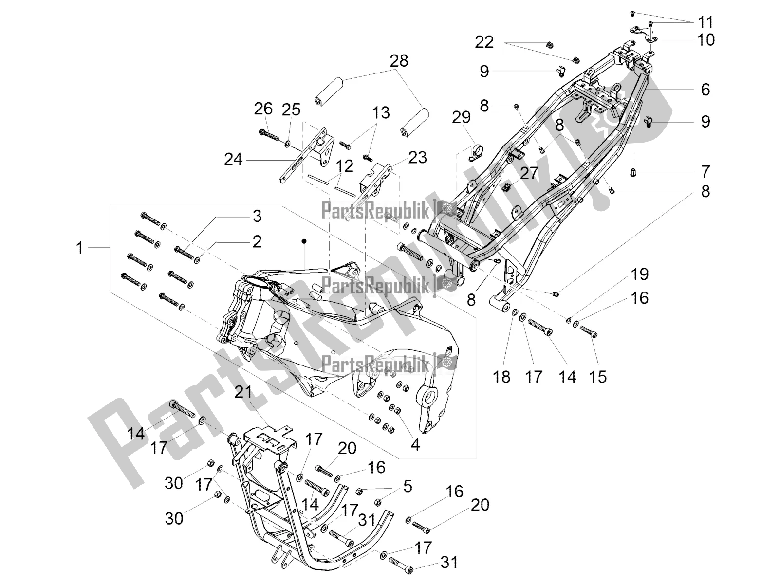 All parts for the Frame of the Aprilia RS 125 4T ABS 2020