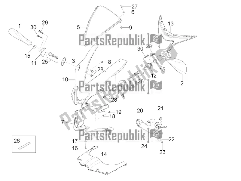 All parts for the Front Fairing of the Aprilia RS 125 4T ABS 2020