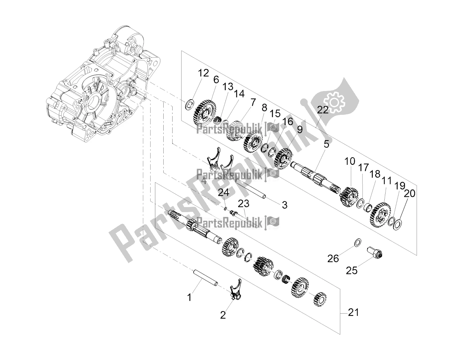 Alle onderdelen voor de Versnellingsbak - Versnellingsbak van de Aprilia RS 125 4T ABS 2020