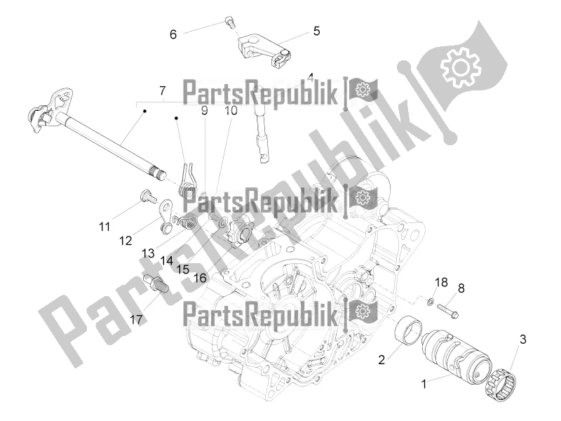 Alle onderdelen voor de Versnellingsbak / Keuzeschakelaar / Schakelnok van de Aprilia RS 125 4T ABS 2020