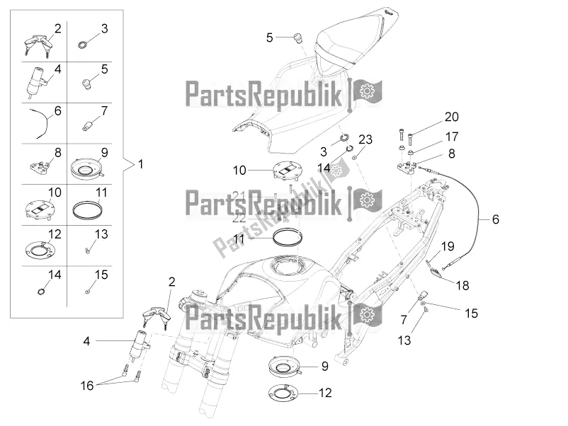 Todas as partes de Fechaduras do Aprilia RS 125 4T ABS 2020