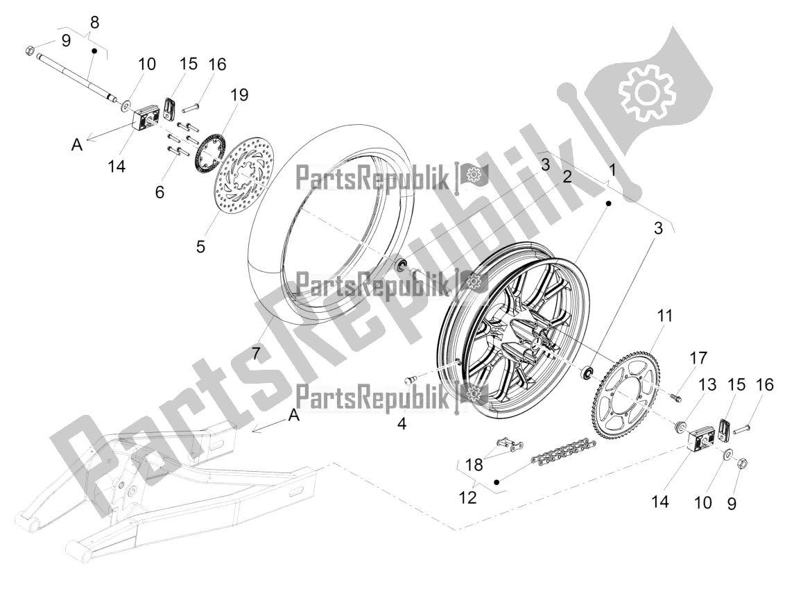 Alle onderdelen voor de Achterwiel van de Aprilia RS 125 4T ABS 2020