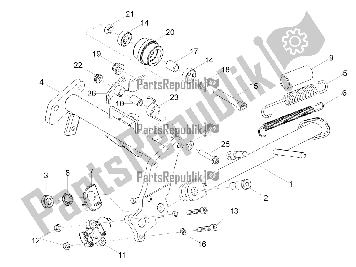 Todas as partes de Suporte Central do Aprilia RS 125 4T ABS 2021