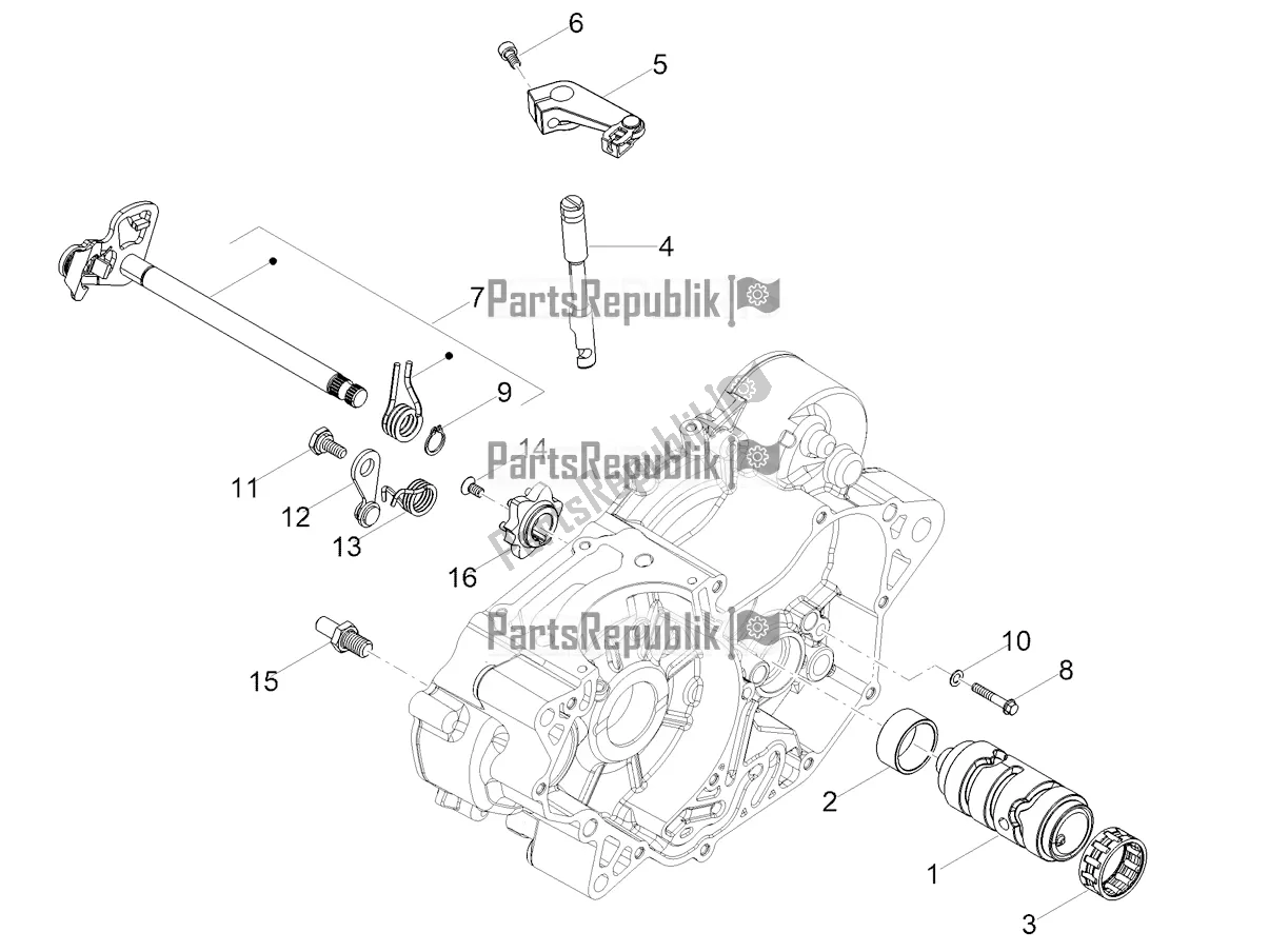 Alle onderdelen voor de Versnellingsbak / Keuzeschakelaar / Schakelnok van de Aprilia RS 125 4T ABS 2021