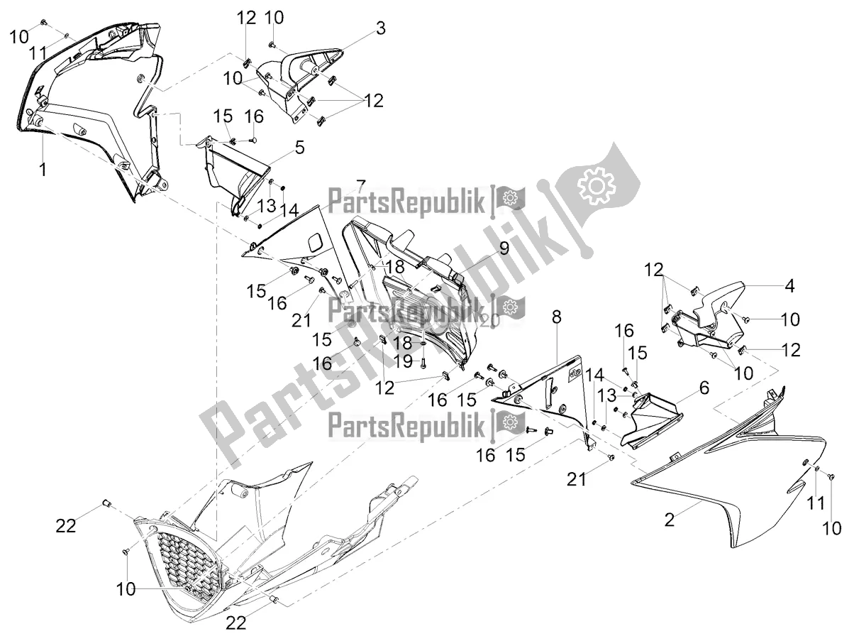 Tutte le parti per il Carenatura Laterale del Aprilia RS 125 4T ABS 2021