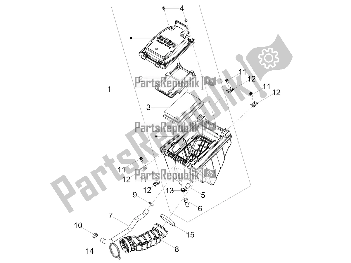 All parts for the Air Box of the Aprilia RS 125 4T ABS 2022