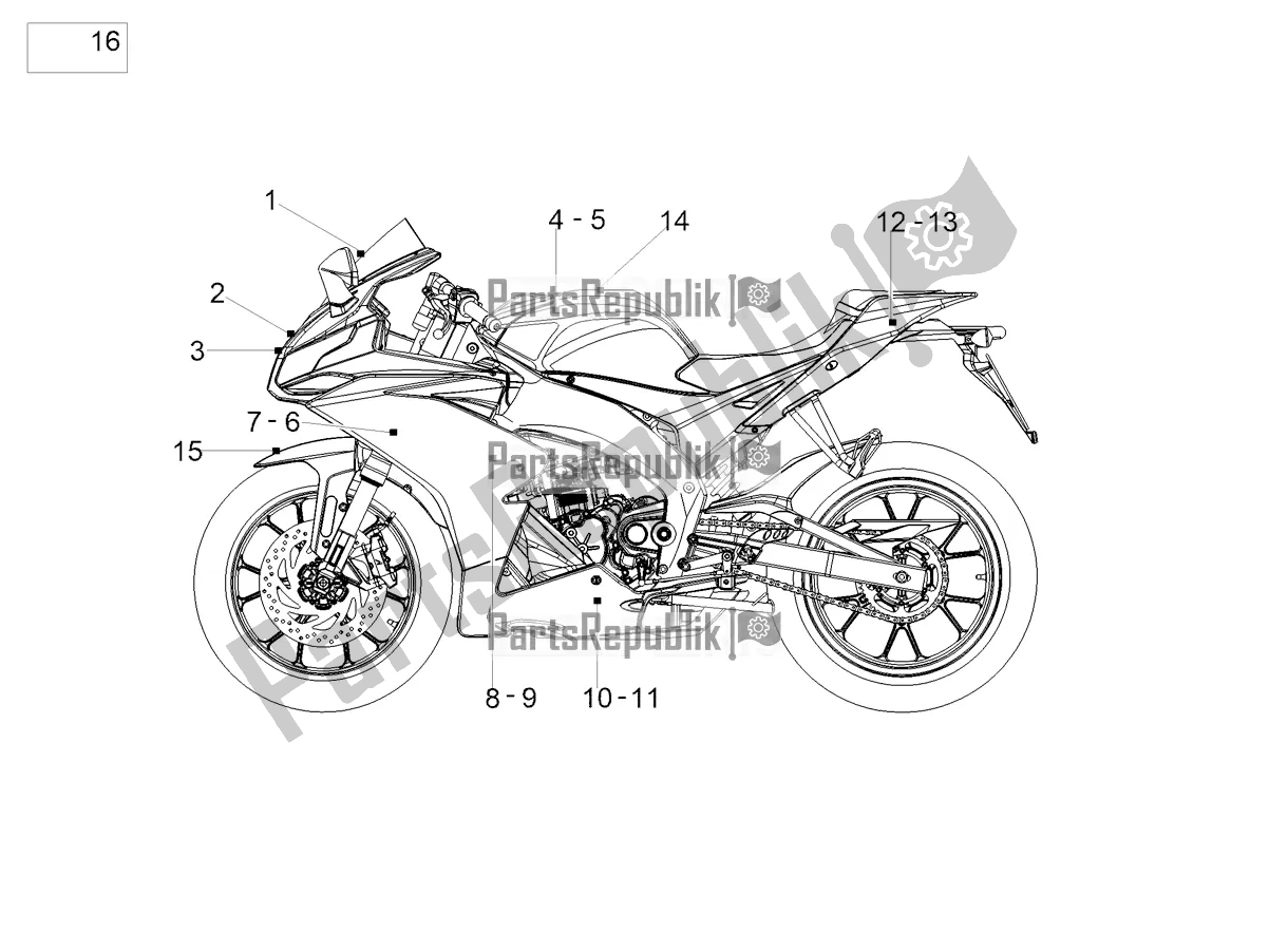 Tutte le parti per il Decalcomania del Aprilia RS 125 4T ABS 2022