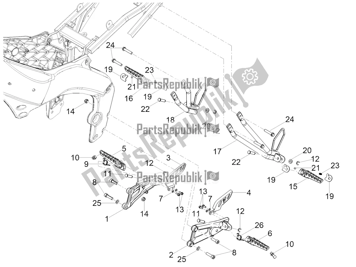 Todas as partes de Descansos Para Os Pés do Aprilia RS 125 4T ABS 2022