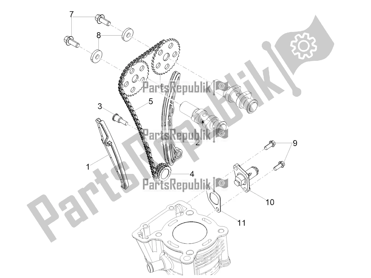 Alle onderdelen voor de Voorste Cilinder Timing Systeem van de Aprilia RS 125 4T ABS 2022