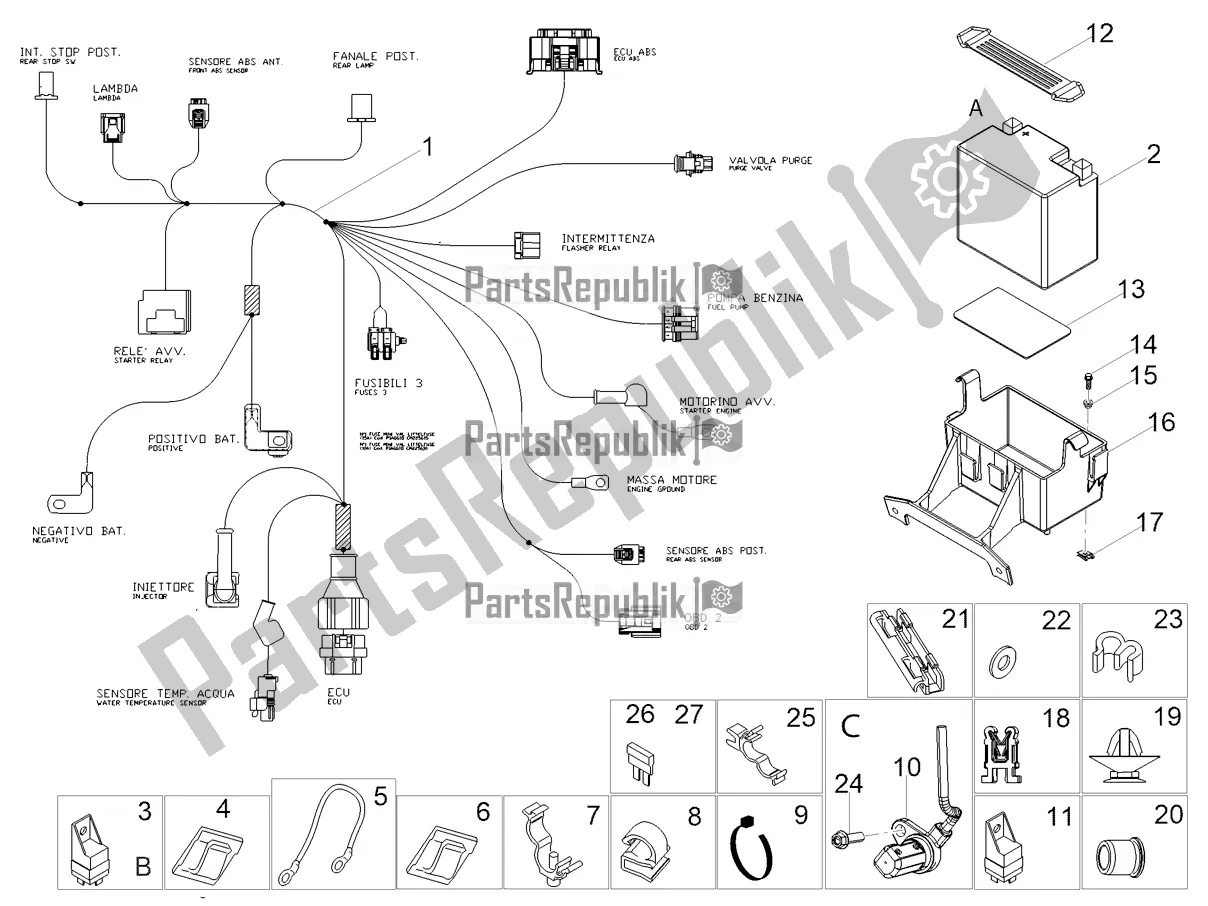 Todas as partes de Sistema Elétrico Traseiro do Aprilia RS 125 4T ABS 2022