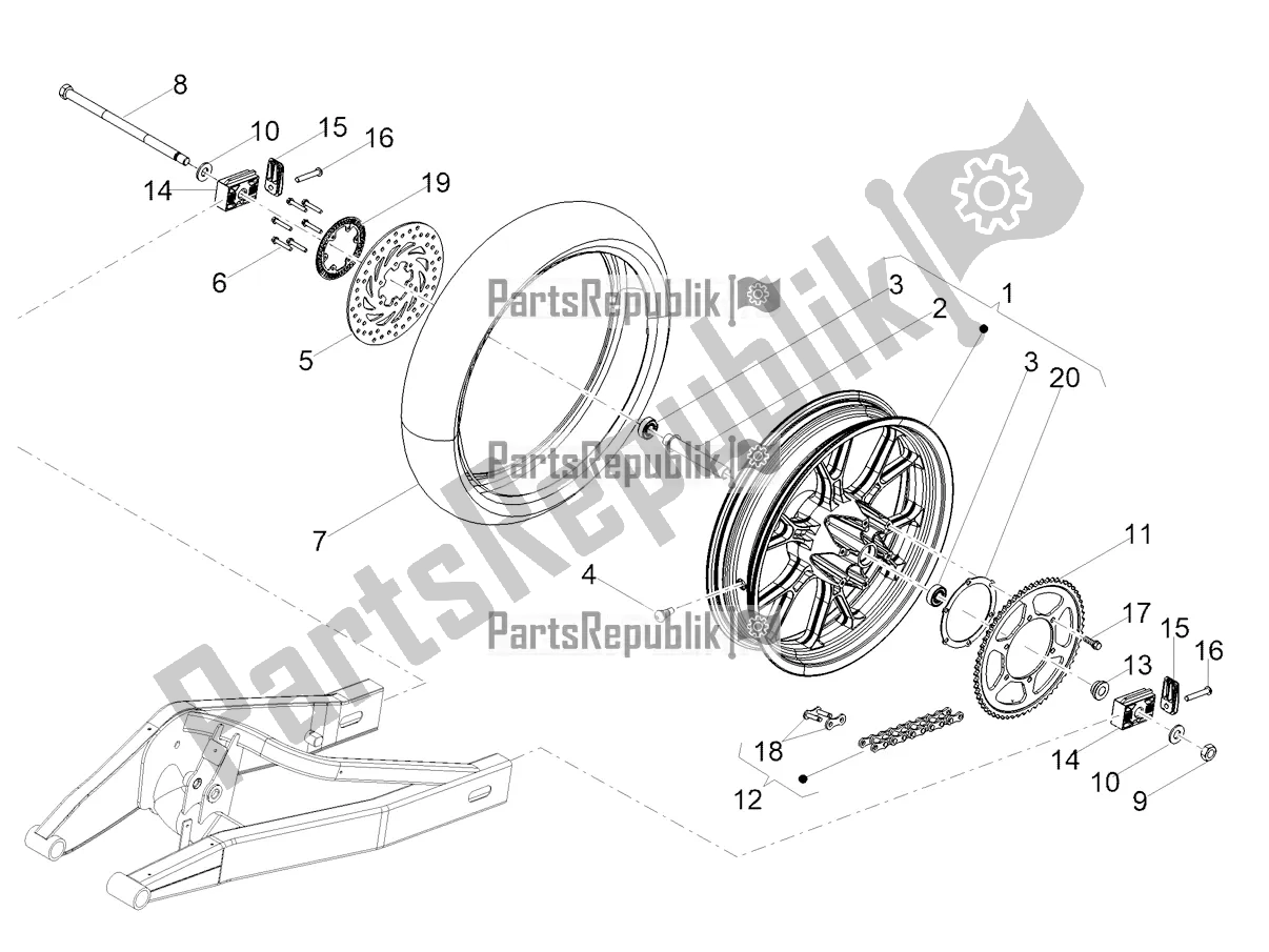 All parts for the Rear Wheel of the Aprilia RS 125 4T ABS 2022