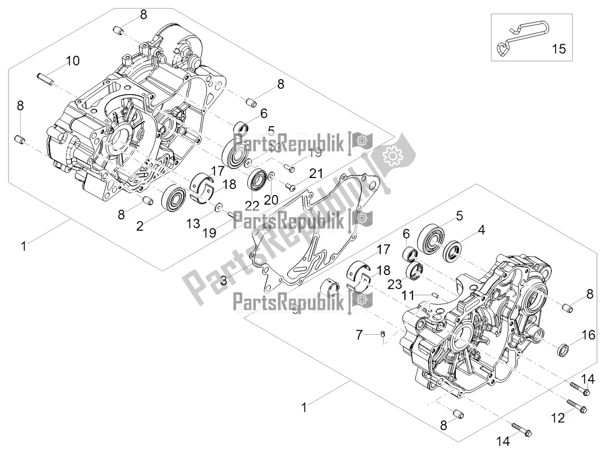 All parts for the Crankcases I of the Aprilia RS 125 4T ABS Replica 2019