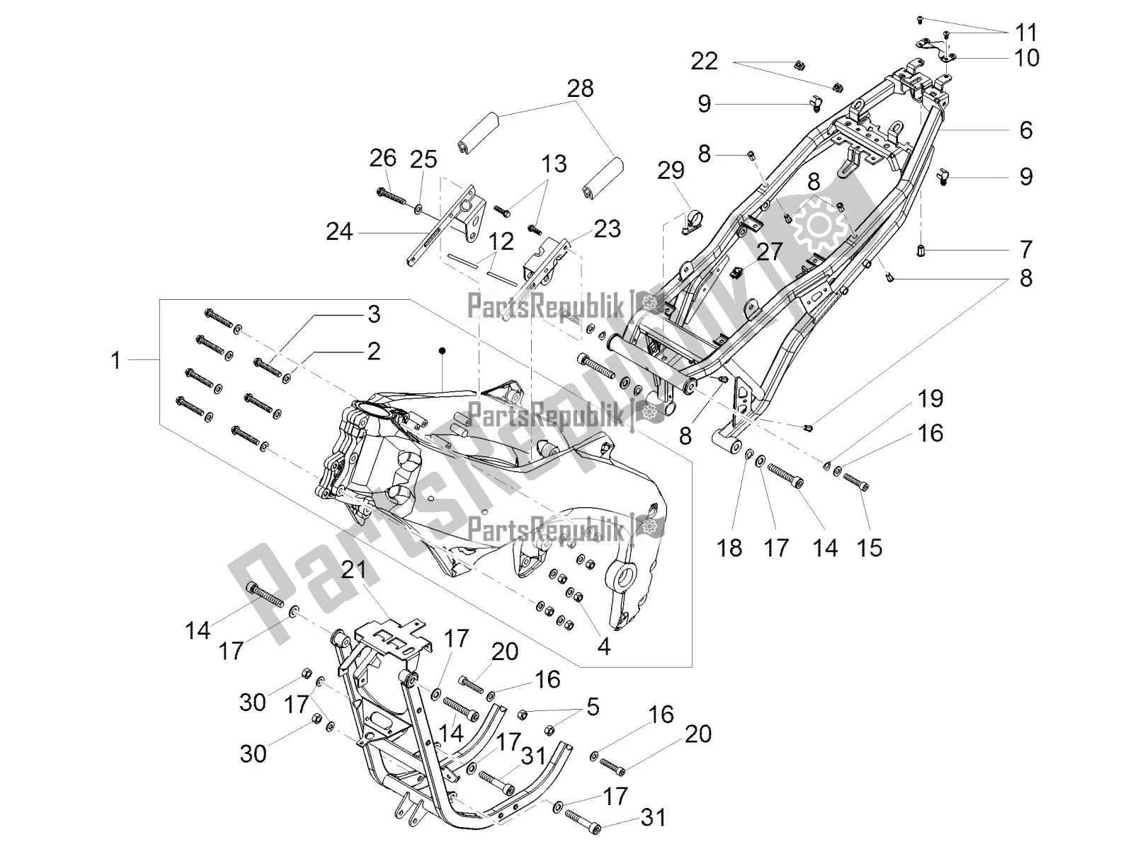 Alle Teile für das Rahmen des Aprilia RS 125 4T ABS Replica 2019