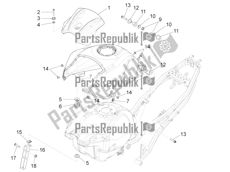 All parts for the Tank Cover of the Aprilia RS 125 4T ABS Replica 2019