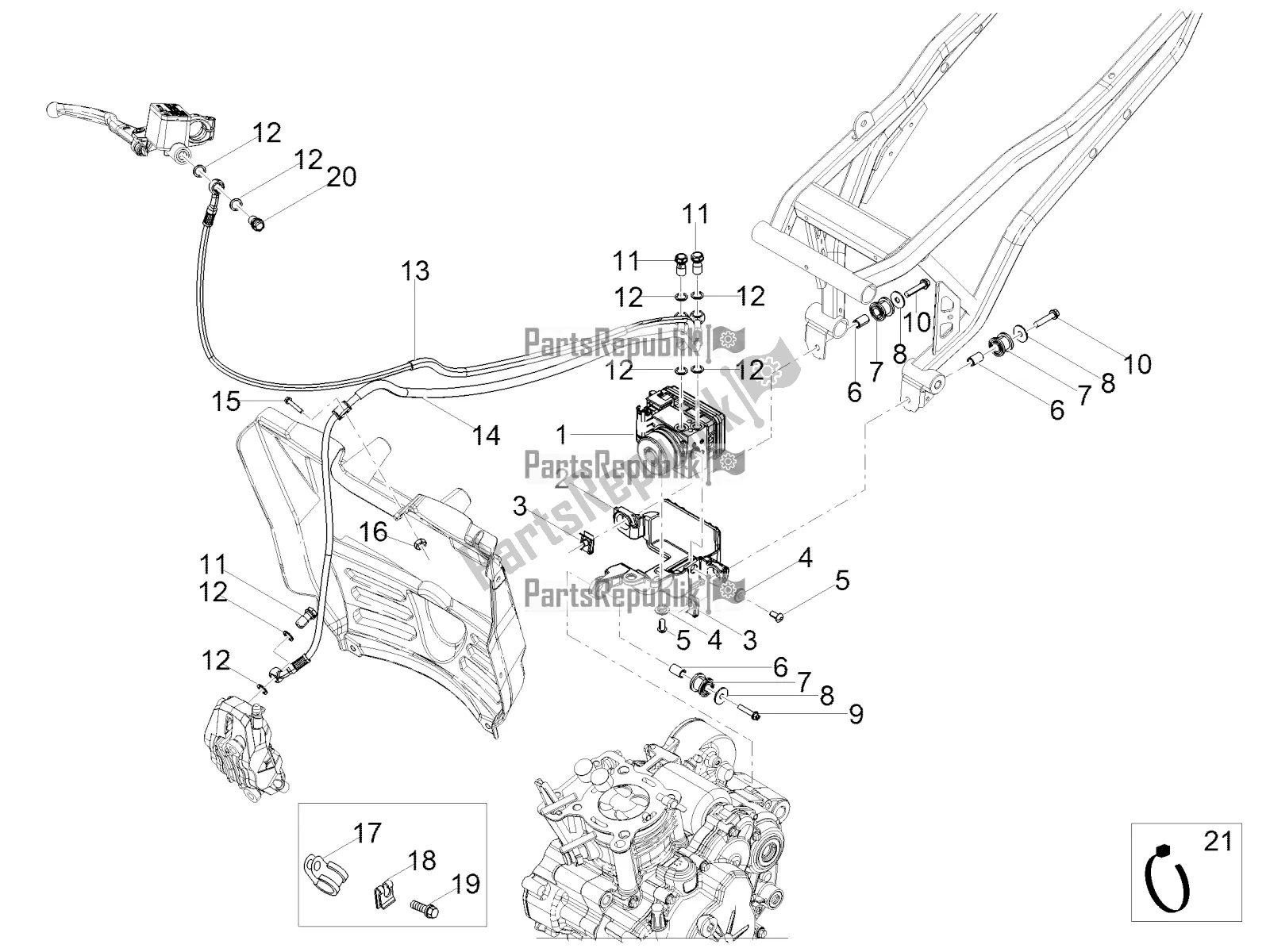 Alle onderdelen voor de Abs Remsysteem van de Aprilia RS 125 4T ABS Replica 2020