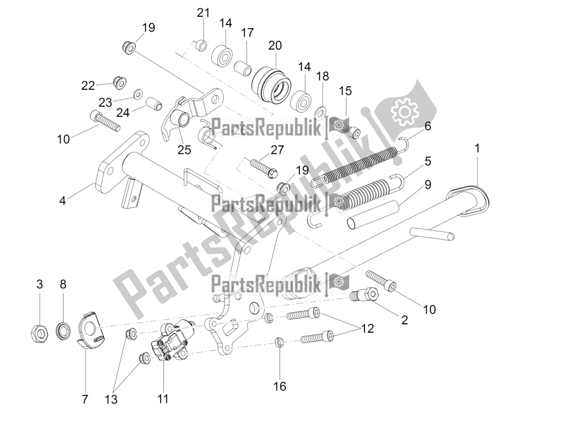 Todas as partes de Suporte Central do Aprilia RS 125 4T ABS Replica 2020