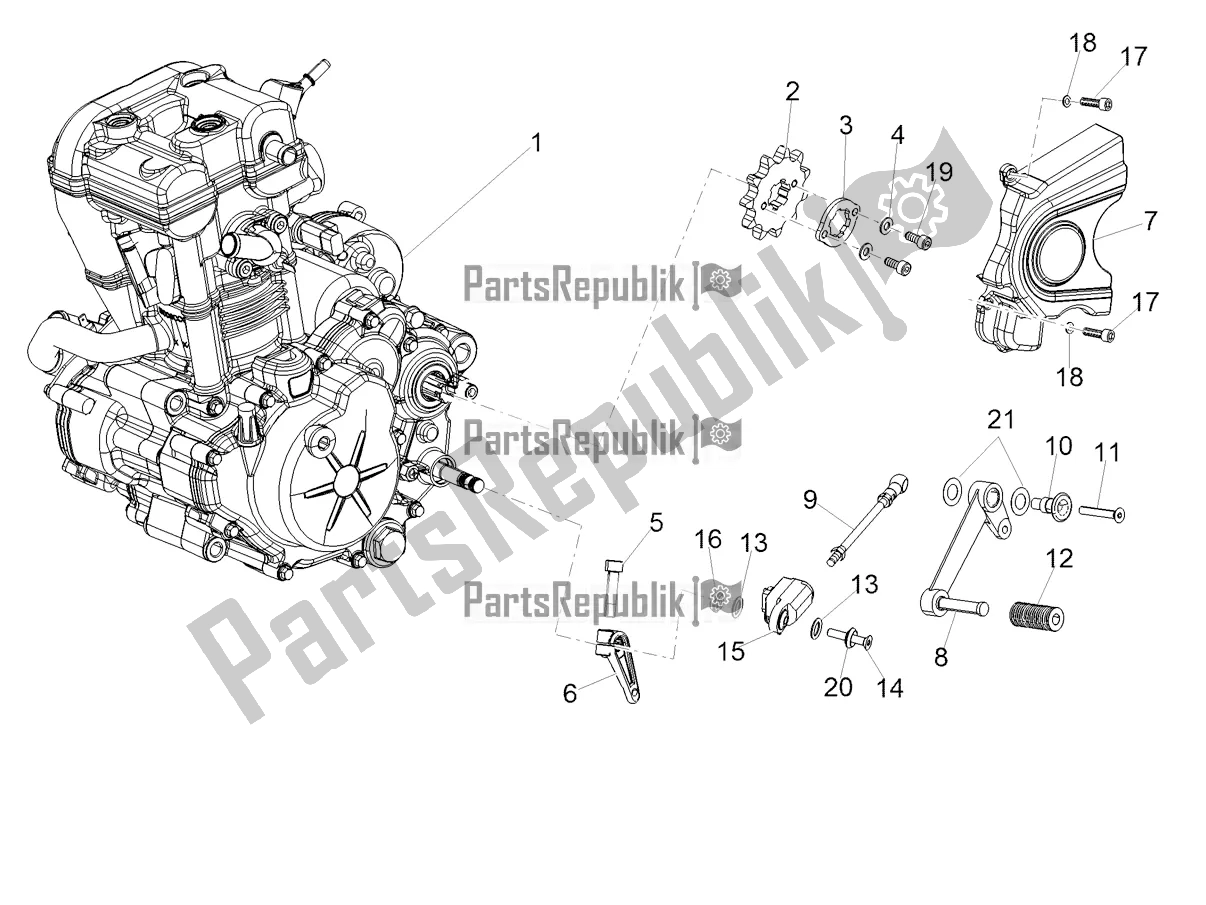 Todas as partes de Alavanca Parcial De Completação Do Motor do Aprilia RS 125 4T ABS Replica 2020
