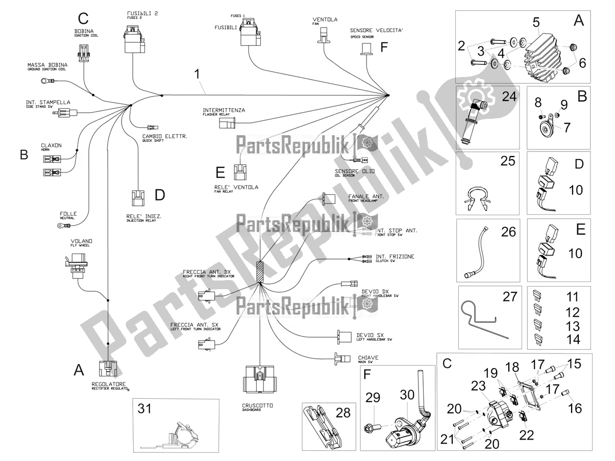 Toutes les pièces pour le Système électrique Avant du Aprilia RS 125 4T ABS Replica 2020