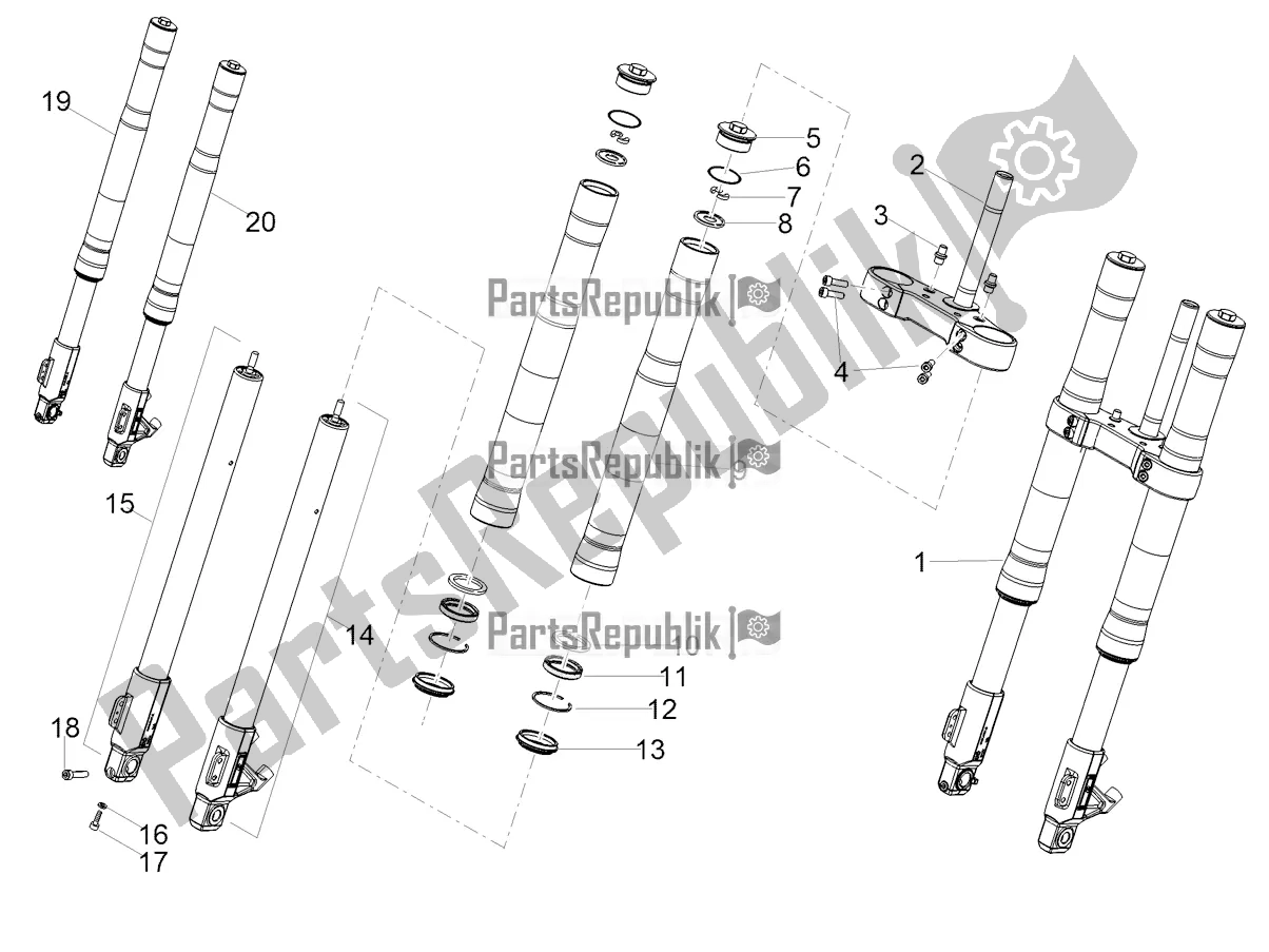 Todas as partes de Garfo Dianteiro Ming Xing do Aprilia RS 125 4T ABS Replica 2020