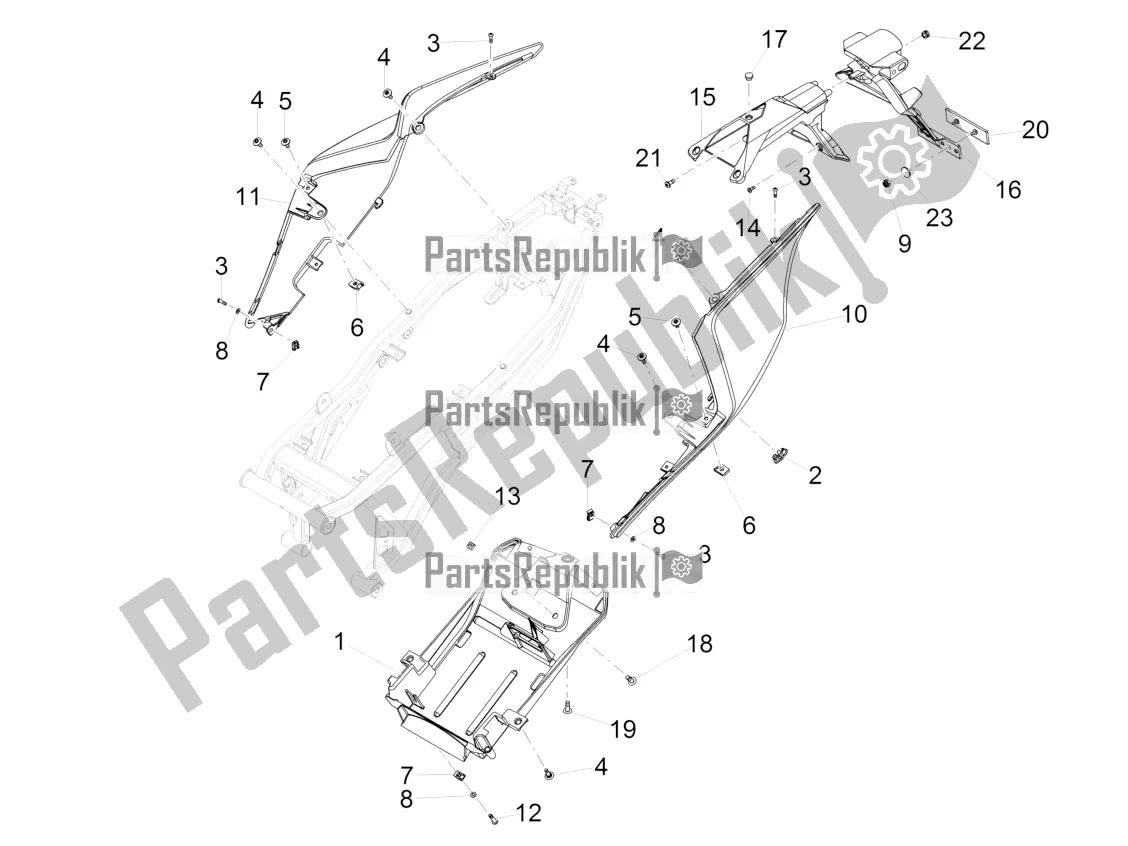 Toutes les pièces pour le Corps Arrière du Aprilia RS 125 4T ABS Replica 2020